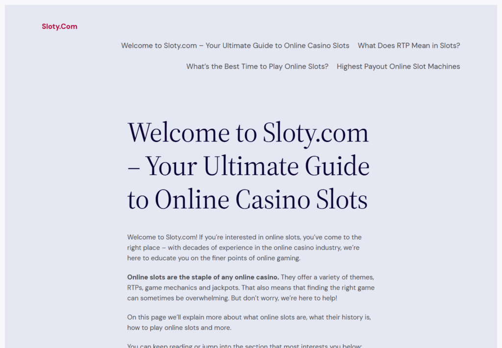sloty.com on 7 September 2026, now a slots news blog rather than a casino